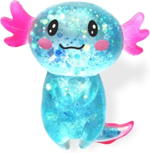 blue axolotl squishy toy cute stress relief fidget for kids and adults
